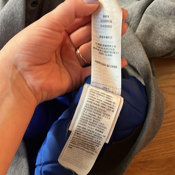 Hollister Gray/Blue Quilted Fleece Hood Jacket EUC Medium Button/Zip up - Picture 11 of 12